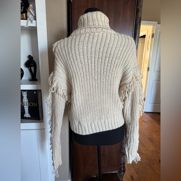 Forever 21 Beige Fringe Turtleneck Sweater Y2K‎ Whimsigoth Festival - Picture 5 of 10